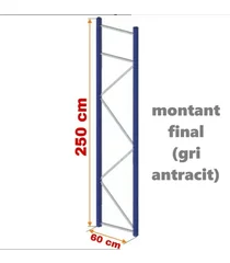 Montant Final Pentru Raft Industrial Profesional 250x60 Cm GRI ANTRACIT