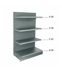 Raft magazin metalic de perete H=165cm, 1xBaza 40cm+3xPolite 30cm (gri antracit)