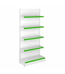 Raft magazin metalic de perete H=195cm, 1xBaza 40cm + 4xPolite 30cm  (alb-verde) picture - 2