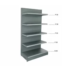 Raft magazin metalic de perete H=225cm, 1xBaza 40cm + 4xPolite 30cm  (gri-antracit)