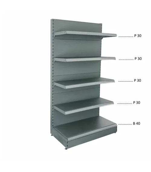 Raft magazin metalic de perete H=225cm, 1xBaza 40cm + 4xPolite 30cm  (gri-antracit) picture - 1