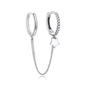 Cребърна обеца Double Sparkling Hoops