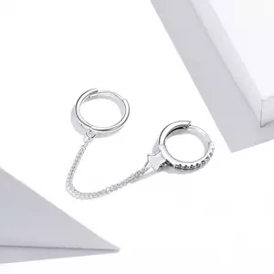 Cребърна обеца Double Sparkling Hoops