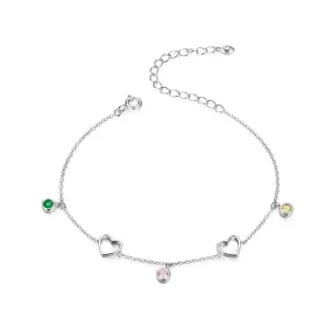 Сребърна гривна Cute Chain Hearts