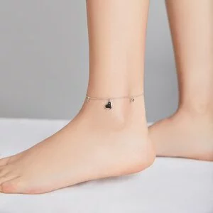 Гривна за глезена от сребро Heart Love