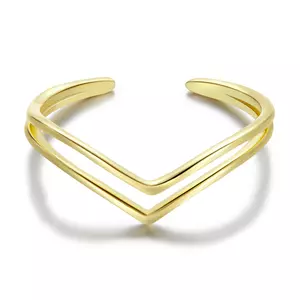 Регулируем сребърен пръстен Golden V Shape