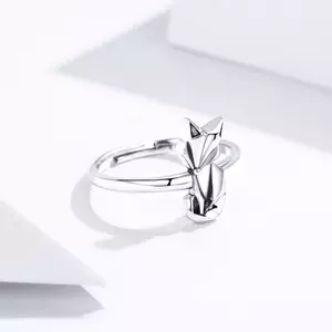 регулируем сребърен пръстен Origami Fox