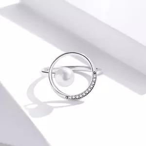 регулируем сребърен пръстен Silver Circle Pearl