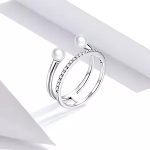сребърен пръстен Double Shiny Band & Pearls