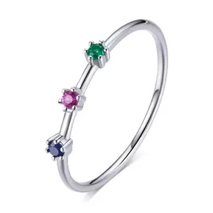 сребърен пръстен Glamour Rainbow Stones