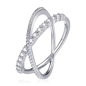 Сребърен пръстен Intersected Crystal Beads