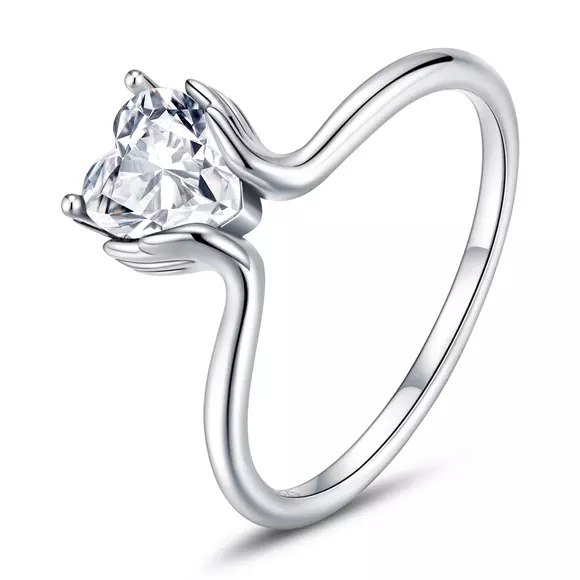Сребърен пръстен Simple Heart Crystal