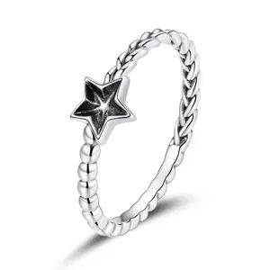 сребърен пръстен Swirl Black Star