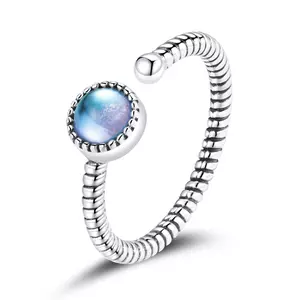сребърен пръстен регулируем Iriscendent Blue Stone