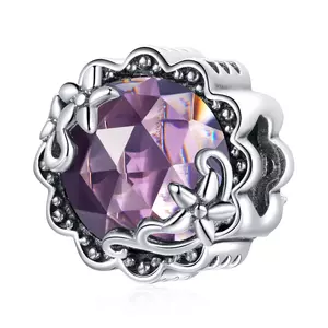 Сребърен талисман Big Purple Crystal