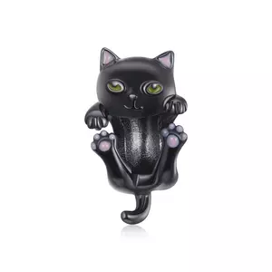 сребърен талисман Black Kitty