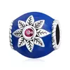 Сребърен талисман Blue Charm with Flower picture - 1