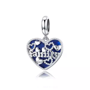 сребърен талисман Blue Family Heart