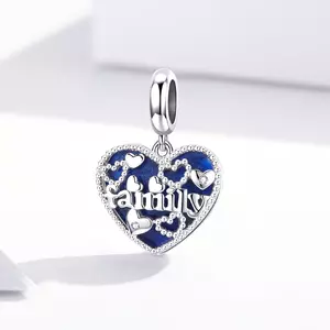сребърен талисман Blue Family Heart