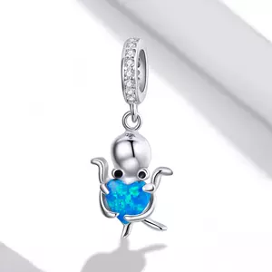 Сребърен талисман Blue Heart Octopus