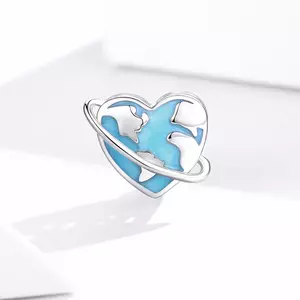 сребърен талисман Blue Planet Heart