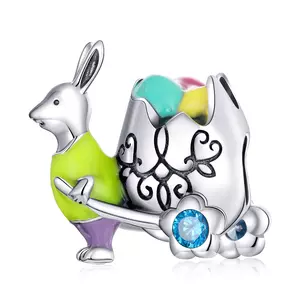 Сребърен талисман Bunny with Easter Egg