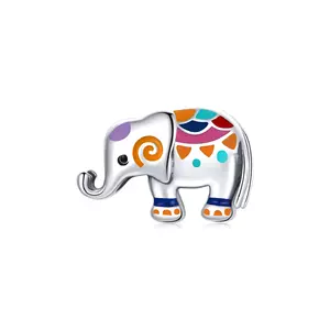 Сребърен талисман Colorful Elephant