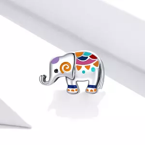 Сребърен талисман Colorful Elephant