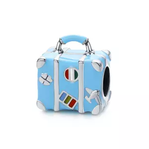 сребърен талисман Happy Blue Suitcase