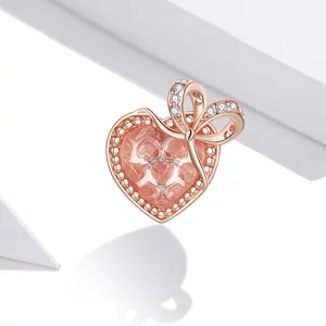 Сребърен талисман Heart Bow Rose Gold