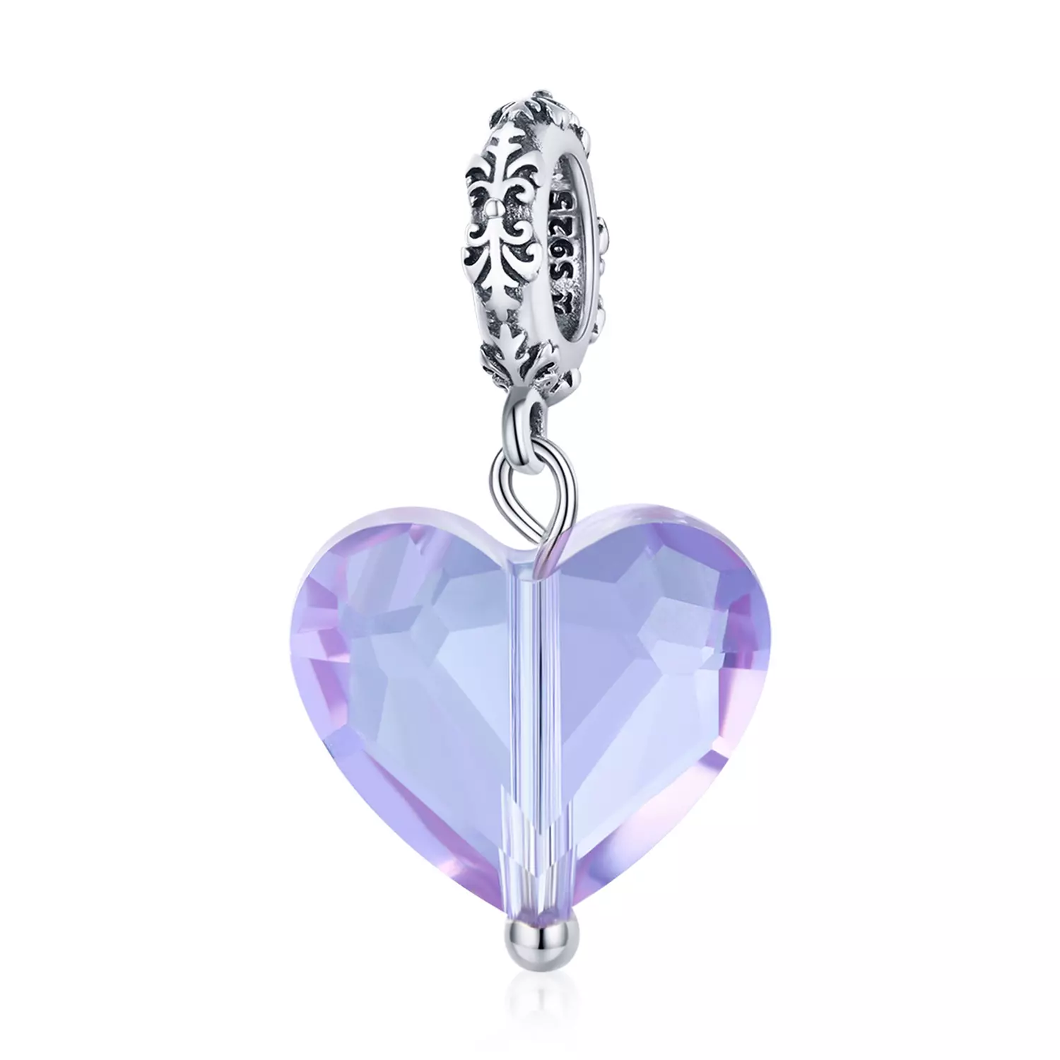Сребърен талисман Violet Translucent Heart