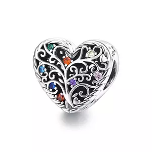 Сребърен талисман  Pattern Colored Heart