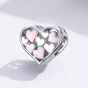 сребърен талисман Pink & White Hearts