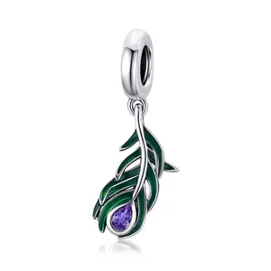 Сребърен талисман  Purple Drop Feather