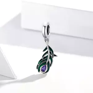 Сребърен талисман  Purple Drop Feather
