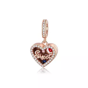 Сребърен талисман Rose Gold Heart Sweets