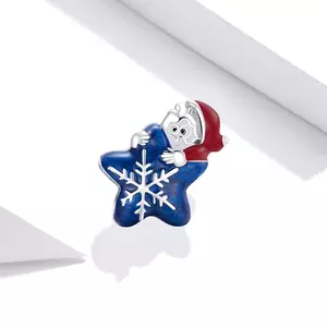 Сребърен талисман  Santa's Blue Snowflake