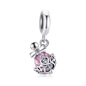 Сребърен талисман Vintage Pink Crystal