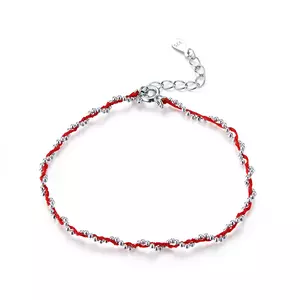 Сребърна гривна с шнур Red Beads