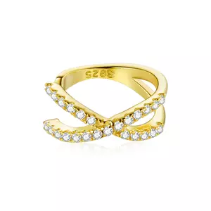Сребърна ОБИЦА Intersected Crystals Clip Golden