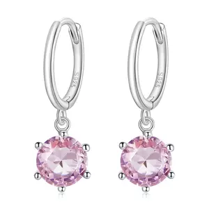 Сребърни обеци Beautiful Pink Crystal