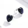 Сребърни обеци Black Sparkling Hearts picture - 2