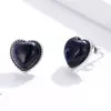 Сребърни обеци Black Sparkling Hearts picture - 4