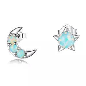 Сребърни обеци Color Star and Moon