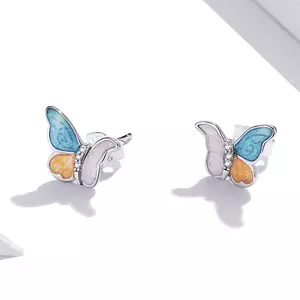 Сребърни обеци Colorful Butterflies