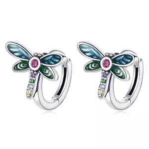 Сребърни обеци Colorful Dragonflies
