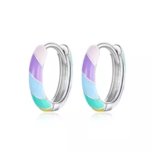 Сребърни обеци Colorful Hoops