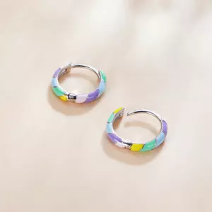 Сребърни обеци Colorful Hoops