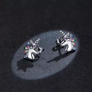 Сребърни обеци Colorful Unicorns