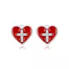 Сребърни обеци Cross Red Heart picture - 1